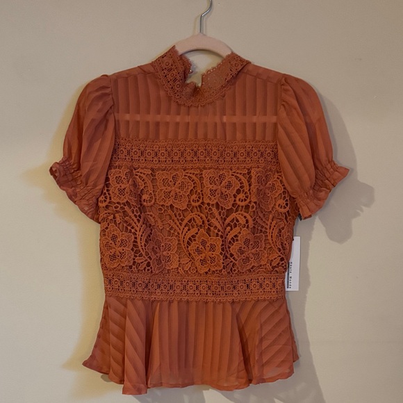Haute Monde Terracotta Lace Blouse - Picture 1 of 3